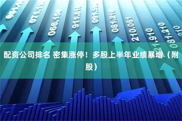 配资公司排名 密集涨停!多股上半年业绩暴增(附股)